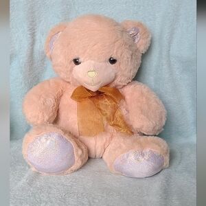 Plush Teddy Bear with Gold Ribbon
